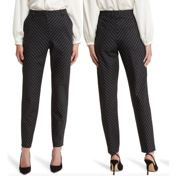 BOSS Hugo Boss pants Tamata Stripe Stretch Wool Ankle size 4 - Picture 6 of 6